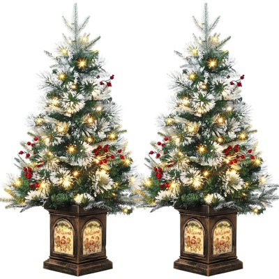 Christmas Tree for Front Door, Christmas Tree with Potted, Xmas Tree with Red Berries, Xmas Tree for Holiday Decor