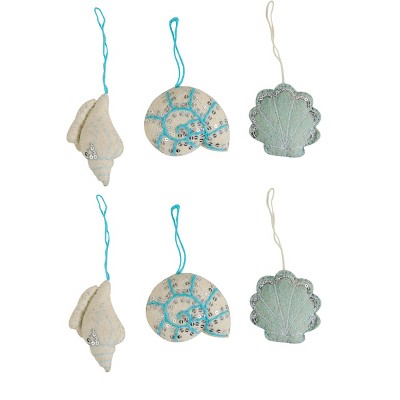 Split P Seashell Blue Felt Ornaments Pack Of 6
