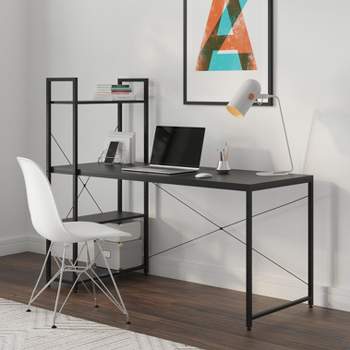 Bestier Computer Office Desk With Steel Frame, Reversible Book