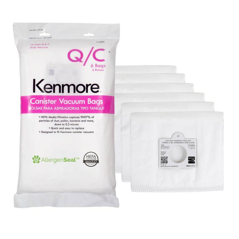 Kenmore 6-Pack Canister HEPA Cloth Bags (Type-Q/C), 1 of 4