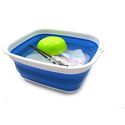 SAMMART Medium Gray Collapsible Plastic Dish Tub