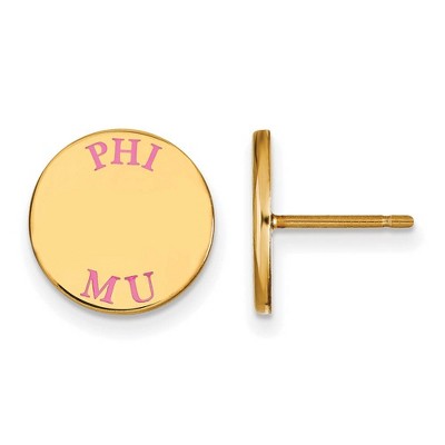 Black Bow Jewelry 14k Yellow Gold Plated Sterling Silver Phi Mu Greek Life Stud Earrings