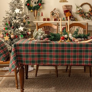 Christmas Checkered Tablecloth Rectangle - Red Buffalo Plaid Linen Cotton Gingham Xmas Table Cloths - 1 of 4