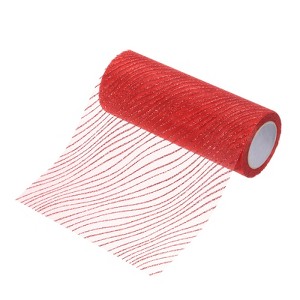 Unique Bargains Sheer Nylon Glitters Wave Mesh Decorative Ribbon Trim 6 Inch 10 Yards - 1 of 4