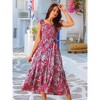 INSPIRE CHIC Women's Summer Boho Smocked Square Neck Cap Sleeve Ruffle Floral Flowy Tiered Maxi Sundress - 4 of 4