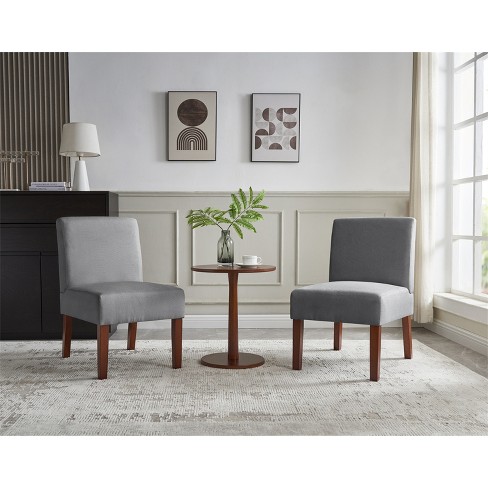 Walnew set of 4 fabric modern discount armless dining chairs upholstered wood legs gray