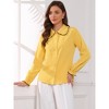 Allegra K Women's Sweet Ruffle Peter Pan Collar Long Sleeves Button Down Shirt - 2 of 4