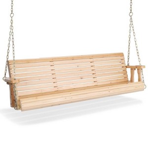 Karl Home | 5ft 3-Personn Nature Outdoor Fir Wood Hanging Porch Swing - 1 of 4