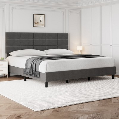 Whizmax King Bed Frame Upholstered Platform With Headboard And Strong ...