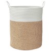 Aghana Digitals 100% Cotton Foldable Storage Basket with Handles, 38x46cm, Brown & White – Durable - 4 of 4