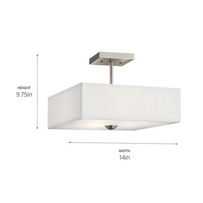 Elegant Urban 14" Brushed Nickel Square Semi-Flush Ceiling Light