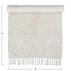 Storied Home Cotton Tufted Rug with Diamond Pattern and Fringe, Cream - 2 of 4