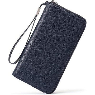 BEAFUP Women PU Leather Wallet,RFID Blocking Zipper Around Phone Holder Clutch Wristlet,Large Capacity Travel Long Purse for Women