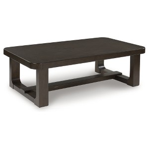 Signature Design by Ashley Breckington Modern Rectangular Coffee Table with Solid Wood Edge, Dark Brown - 1 of 4