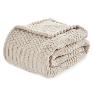 Itopfox Ultra Soft Flannel Fleece Blanket - Boho Bed Throw, Cozy Lightweight Fuzzy Blanket for Couch, Spring Comfort in Beige Tan Khaki - 1 of 4