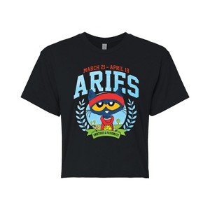 Women's - Pete the Cat - Aries -Kids Juniors Cropped Graphic T-Shirt Cropped Graphic T-Shirt - 1 of 4