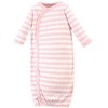 Touched by Nature Baby Girl Organic Cotton Side-Closure Snap Long-Sleeve Gowns 3pk, Pink Gray Scribble, 0-6 Months - 4 of 4
