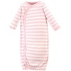 Touched by Nature Baby Girl Organic Cotton Side-Closure Snap Long-Sleeve Gowns 3pk, Pink Gray Scribble - image 4 of 4