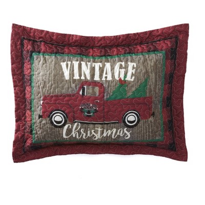 Lakeside Vintage Christmas Sham – 20” x 26” Pillow Cover – Farmhouse Style