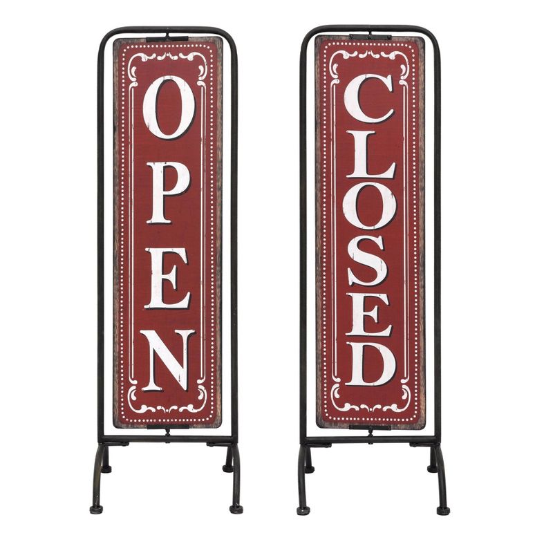Metal Framed &#34;Open/Closed&#34; 2-Sided Sign Wall D&#233;cor - Storied Home, Distressed Finish, Freestanding, Porch Leaner, Visible Lettering, 3 of 6