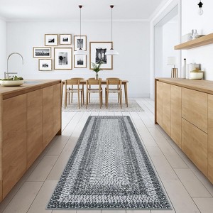 Acekool 9x12 Washable Area Rug, Modern Printed Braided Look, Non-Slip, Stain Resistant Large Brown Carpet for Bedroom, Living Room, Dining Room - 1 of 4