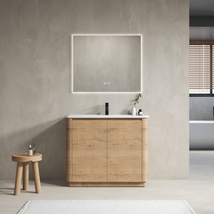 LOVSON 40'' Freestanding Bathroom Vanity with White Ceramic Sink & 2-Soft-Close Door, KD-Packing, Plywood - 1 of 4