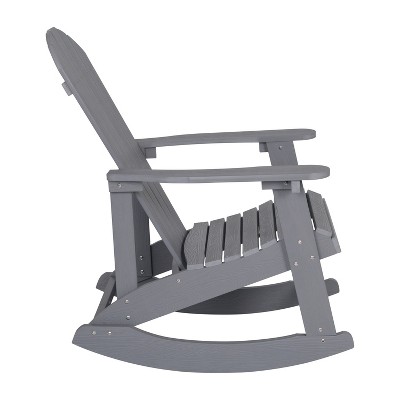 Savannah Light Gray Poly Resin Rocking Adirondack Chair