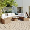 Outdoor Sofa Set, PE Wicker Sofa With Cushions, Sectional Sofa Set for Free Combination, Multifunctional Table and Stools-Coolbibila - 2 of 4