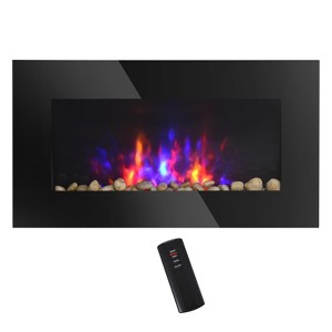 SEVOBAL Indoor Fireplaces 28.5" 1500W Electric Wall-Mounted Fireplace with Flame Effect, 7 Color Background, Black, 28.5"*4.5"*15.75" - 1 of 4