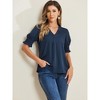 Allegra K Women's Bubble Sleeve V Neck Short Sleeve Blouse - 4 of 4