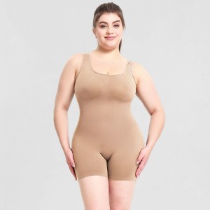 Whizmax Womens Yoga Romper Ribbed Athletic Jumpsuits One Piece Bodysuit Square Neck Tank Tops Exercise Unitard,M,Apricot - 1 of 4