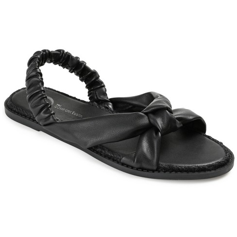 Journee Collection Womens Kiandra Espadrille Flat Sandals Black 6