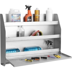 GustoWave Wall-Mounted 3-Tier Organizer Cabinet, Flip Up Work Tray with Paper Towel Rack, Trailer Door Cabinet Organizer for Garage - 1 of 4