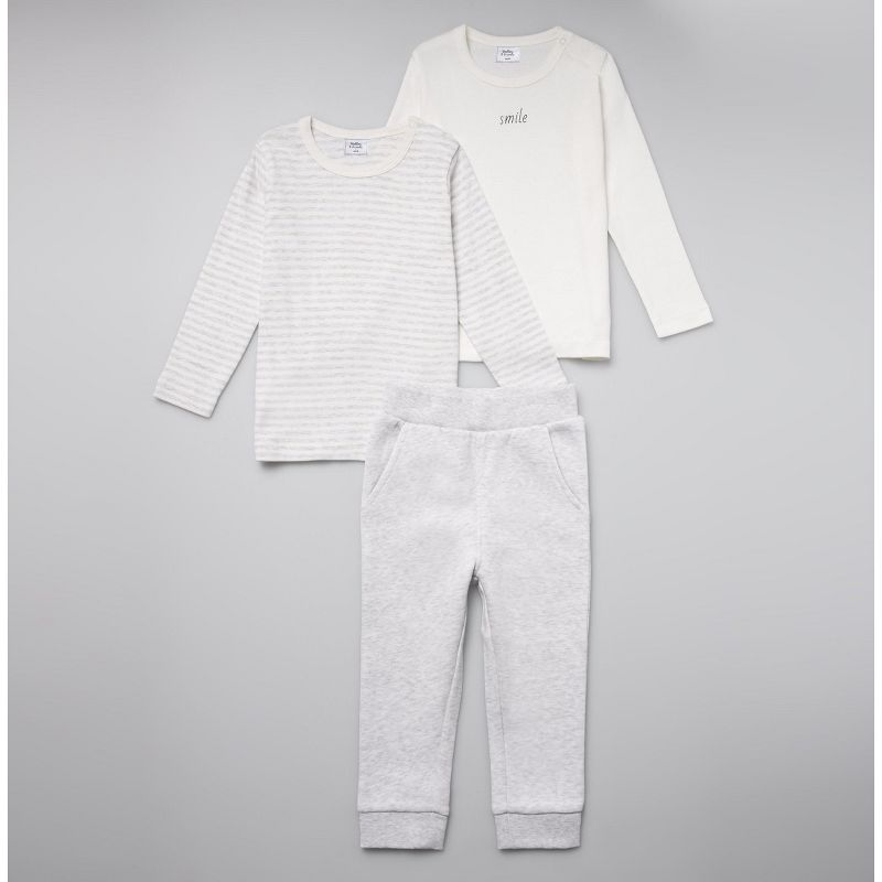 Stellou & Friends Cotton Gray & White 3 Piece Clothing Set for Newborns, Babies and Toddlers, 2 of 5
