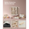 LEDREM Rotating Jewelry Box, Jewelry Organizer, 5-Drawer Jewelry Storage Case with Glass Window, Vertical Design, Open and Spacious, White - 3 of 4
