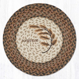 Earth Rugs Round Golden Wheat Placemat – Country Dining Accent 15"x15" - 1 of 3
