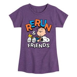 Girls' - Peanuts - Rerun And Friends Fitted Short Sleeve Graphic T-Shirt - 1 of 4