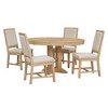 CAVINAS Round Dining Table Set for 4 Farmhouse Wooden Round Extendable Dining Table and 4 Upholstered Chairs for Dining Room - 4 of 4
