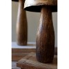 Antique Brass Mushrooms with Wooden Bases – 14.5" Tall Set of 3 by Kalalou - 2 of 4