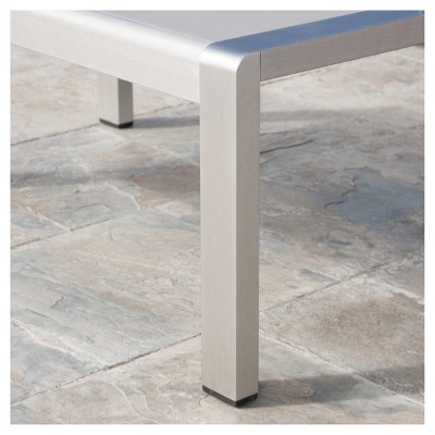 Cape Coral Rectangle Aluminum Coffee Table with Glass Top