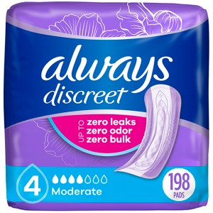 Always Discreet Incontinence & Postpartum Incontinence Pads for Women - Moderate Absorbency - Size 4 - 1 of 4