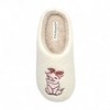 Aéropostale Women’s Fuzzy Pig Mule Slippers – Ivory Slip-On House Shoes with Cute Pink Pig & Red Bow Embroidery - 2 of 4