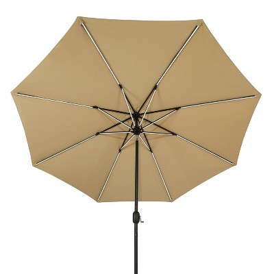 Calypso II 11-ft Champagne Market Umbrella with Solar LED Lights