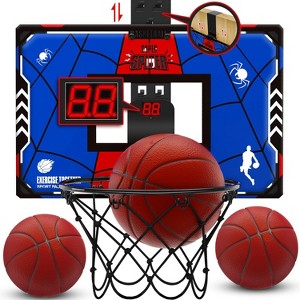Indoor Mini Basketball Hoop for Kids Over The Door with Scoreboard Anti Impact Backboard and Basketballs Pro Toy Gift for Boys and Girls - 1 of 4
