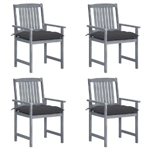 Patio Chair Set of 4 Gray  Solid acacia wood vidaXL - 1 of 4