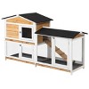 2 Story Wooden Rabbit Hutch with Ramp No Leak Tray and Weatherproof Roof,Small Animal Cage for 1 to 2 Bunnies - LAOTIES - 3 of 4