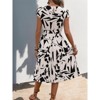 Coolmee Women's Caual Midi Dress Short Sleeve Crewneck A-line Swing Dress With Belt Dress - 3 of 4