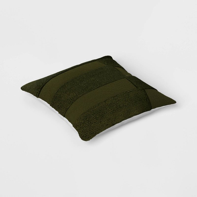 20&#34;x20&#34; Hook Tufted Square Outdoor Throw Pillow Dark Green - Threshold&#8482;, 4 of 6
