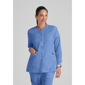 Grey's Anatomy by Barco Classic Women's Jamie 4-Pocket Crewneck Snap-Front Warm-Up Scrub Jacket - 1 of 4