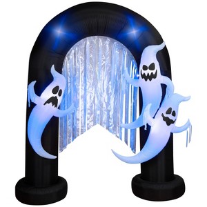 Gemmy Halloween Inflatable Ghost Archway with Flickering Black Lights and Metallic Streamers, 9 ft Tall - 1 of 4